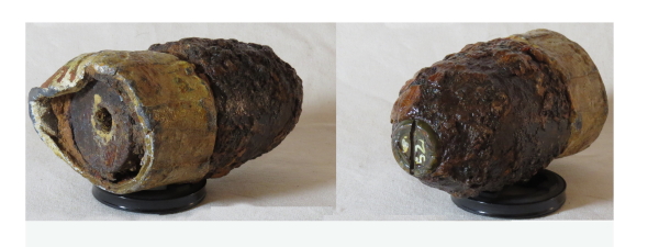 Hotchkiss 3" ordnance shell, fired and unexploded Hotchkiss 3" ordnance shell, fired and unexploded