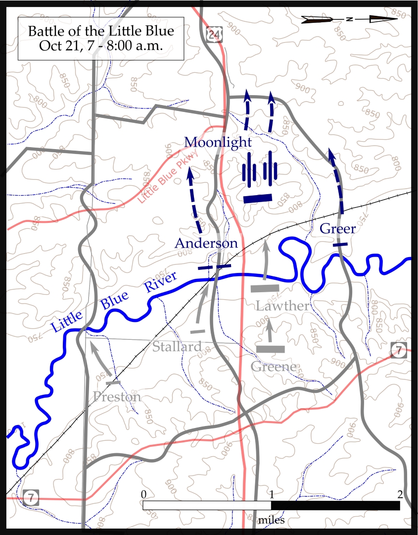 Battle of the Little Blue, October 21, 1864, 7-8:00 a.m.