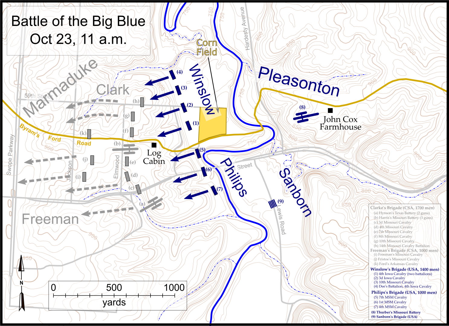 Battle of the Big Blue battlefield map Battle of the Big Blue battlefield map