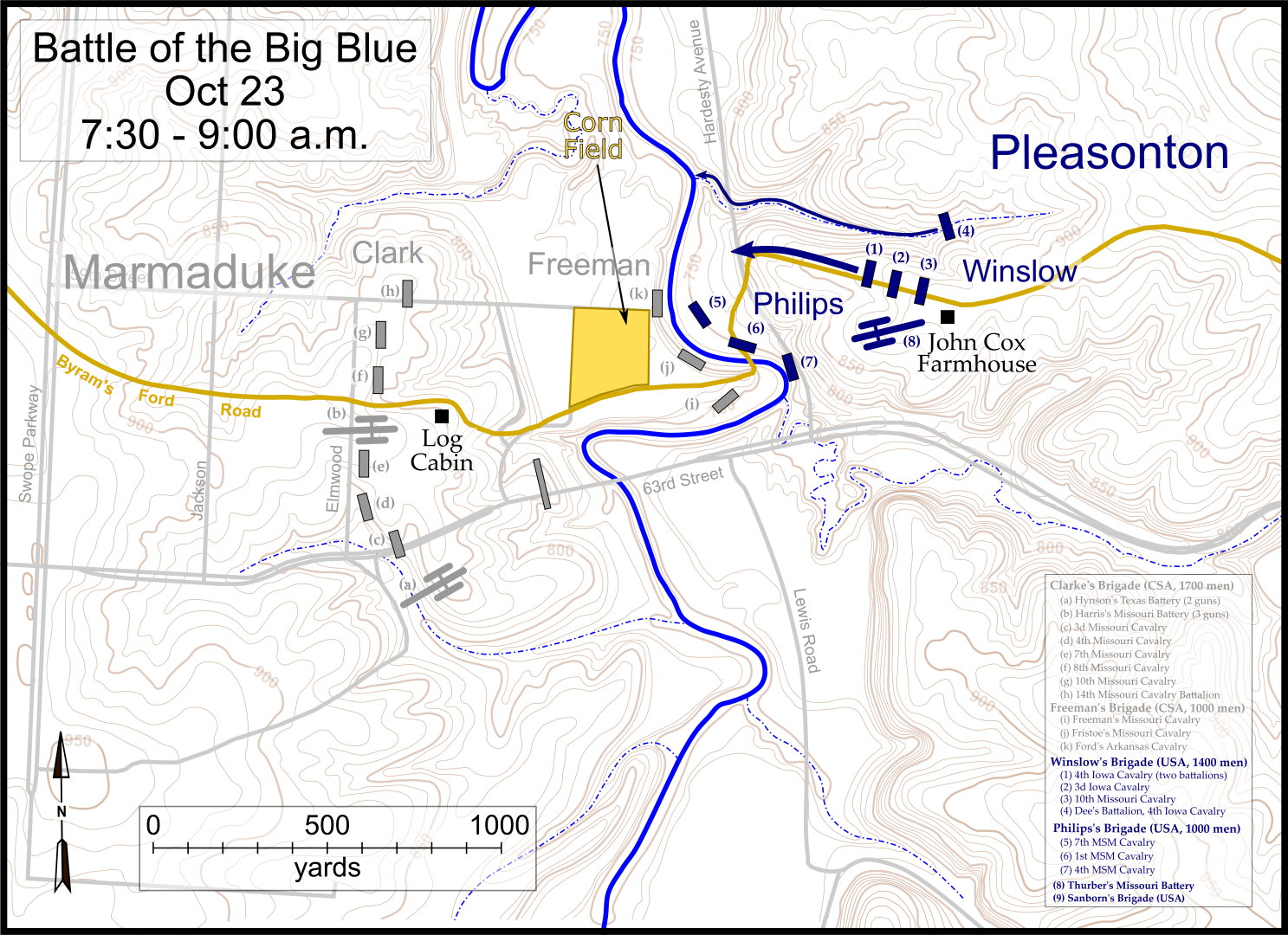 Battle of the Big Blue battlefield map Battle of the Big Blue battlefield map