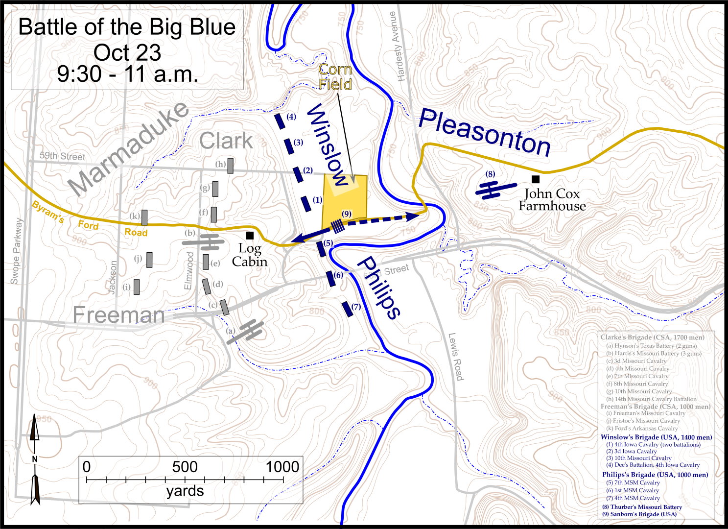 Battle of the Big Blue battlefield map Battle of the Big Blue battlefield map