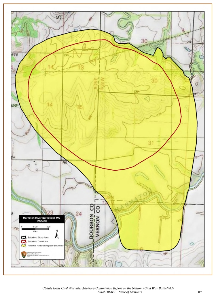 Map of Marmaton River Battlefield (National Park Service)