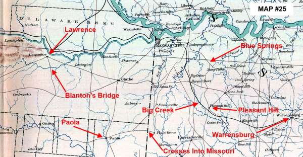 Map of Federal Pursuit of Quantrill