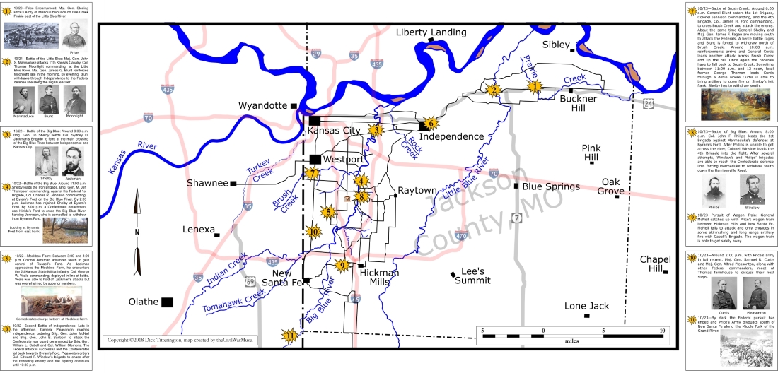 Annotated map of the Battle of Westport