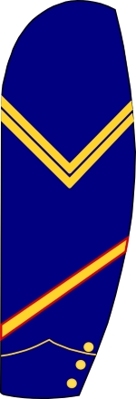 Veteran Volunteer service chevron for the US Cavalry was a yellow stripe bordered with red.