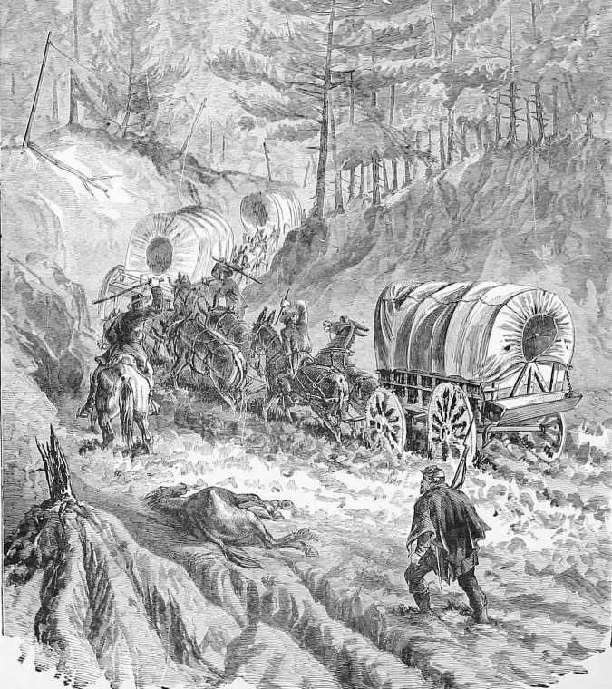 Wagon Struggling over the Byram's Ford Road